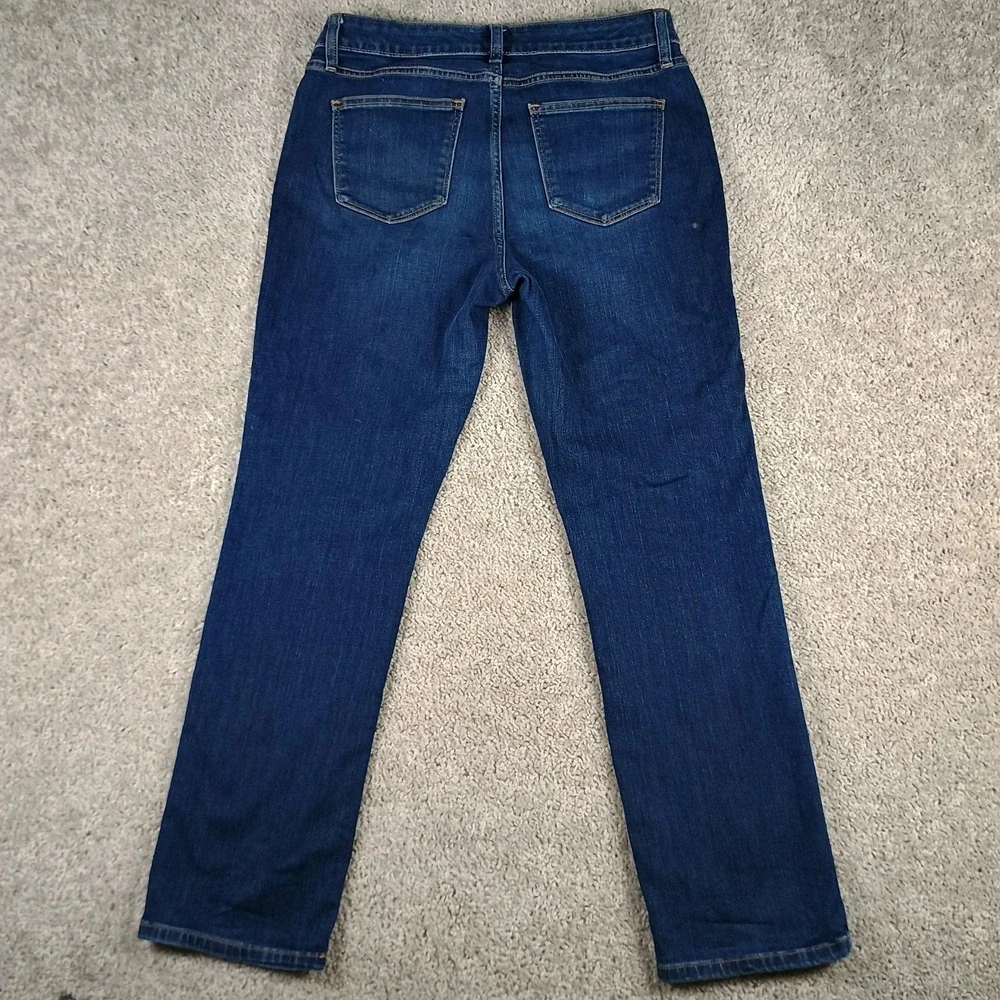 St. John's Bay Women's Size 12 Straight Leg Jeans Blue Denim Stretch Mid Rise